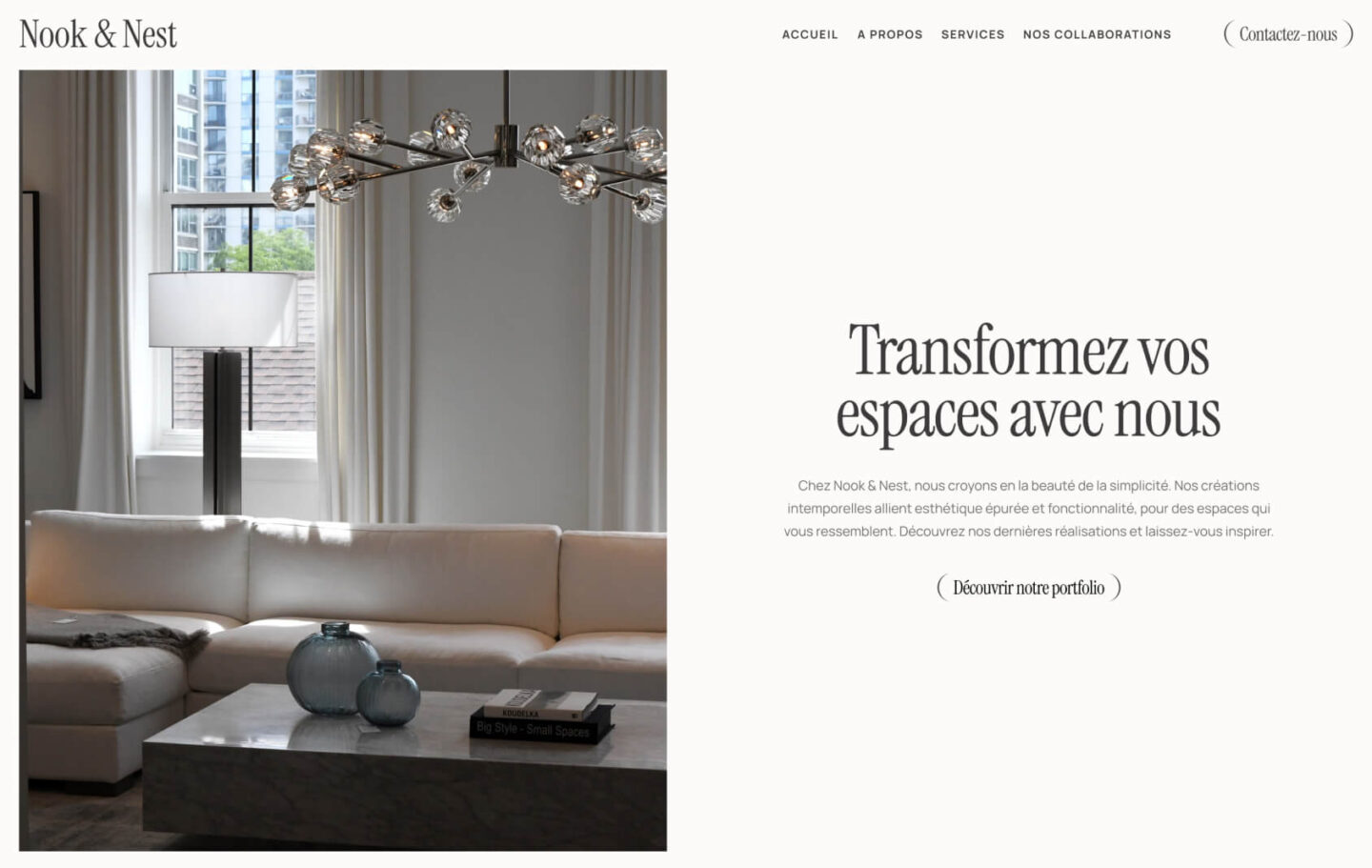 Nook and Nest template landing page for architects and interior designers made by Eazyclick 