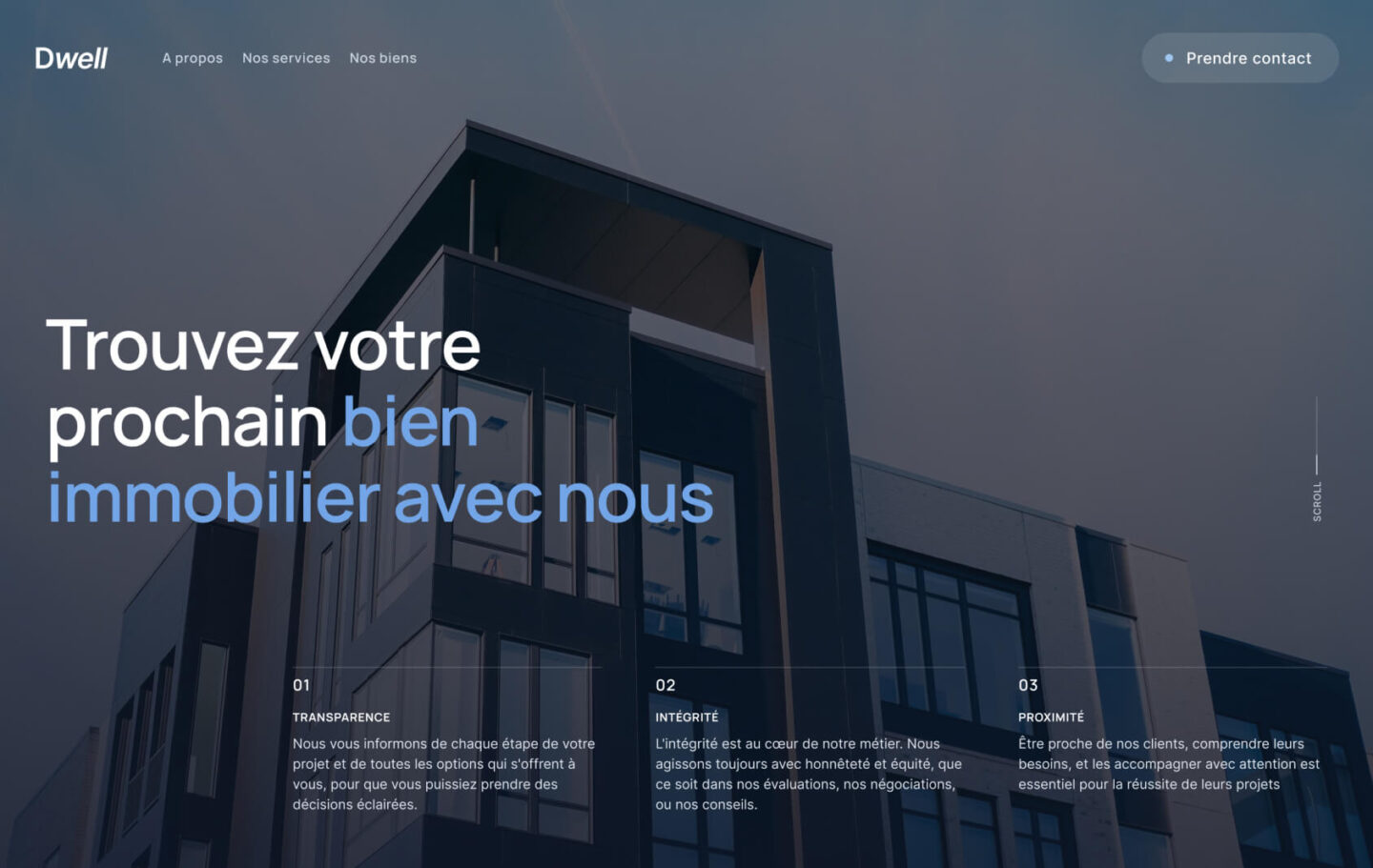 Dwell template landing page for real estate agencies designed by Eazyclick 